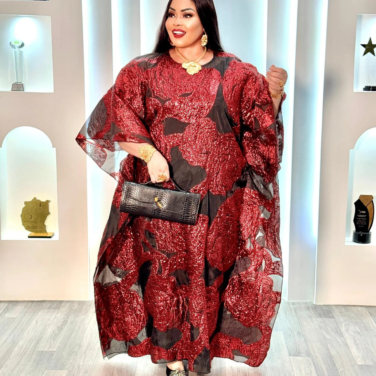 African Dresses For Women Luxury Boubou Material Rich Embroidery Design