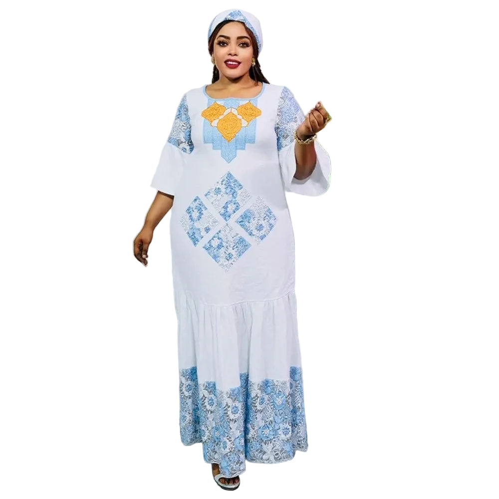 African Dress For Woman Traditional Dresses Turkey Dress White Bazin Riche Luxury Elegant Embroidery Church Africa Clothing