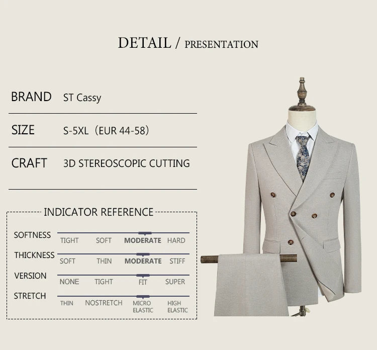 ST Cassy new Elegant Man Suit Two-piece dress light blue Modern Wedding Party Suits for Men Stylish Business office suit tuxedo