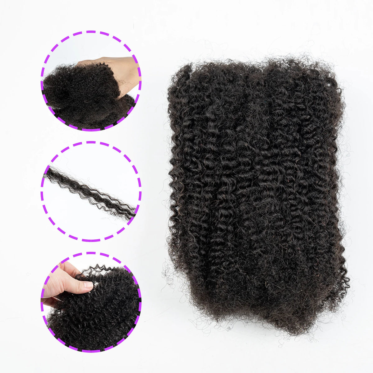 10-18Inch 4C Afro Kinky Bulk Human Hair Extensions No Weft 30 or 50g/Pack Brazilian Remy Bulk for Locs Micro Twist Braiding Hair