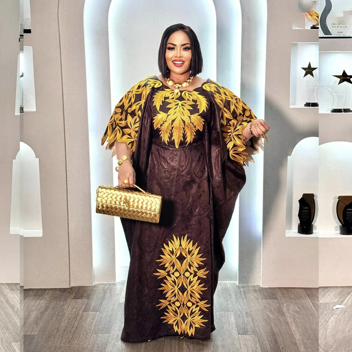 African Attire For Women Abaya Embroidery Plus Size Elegant Party Church Dress