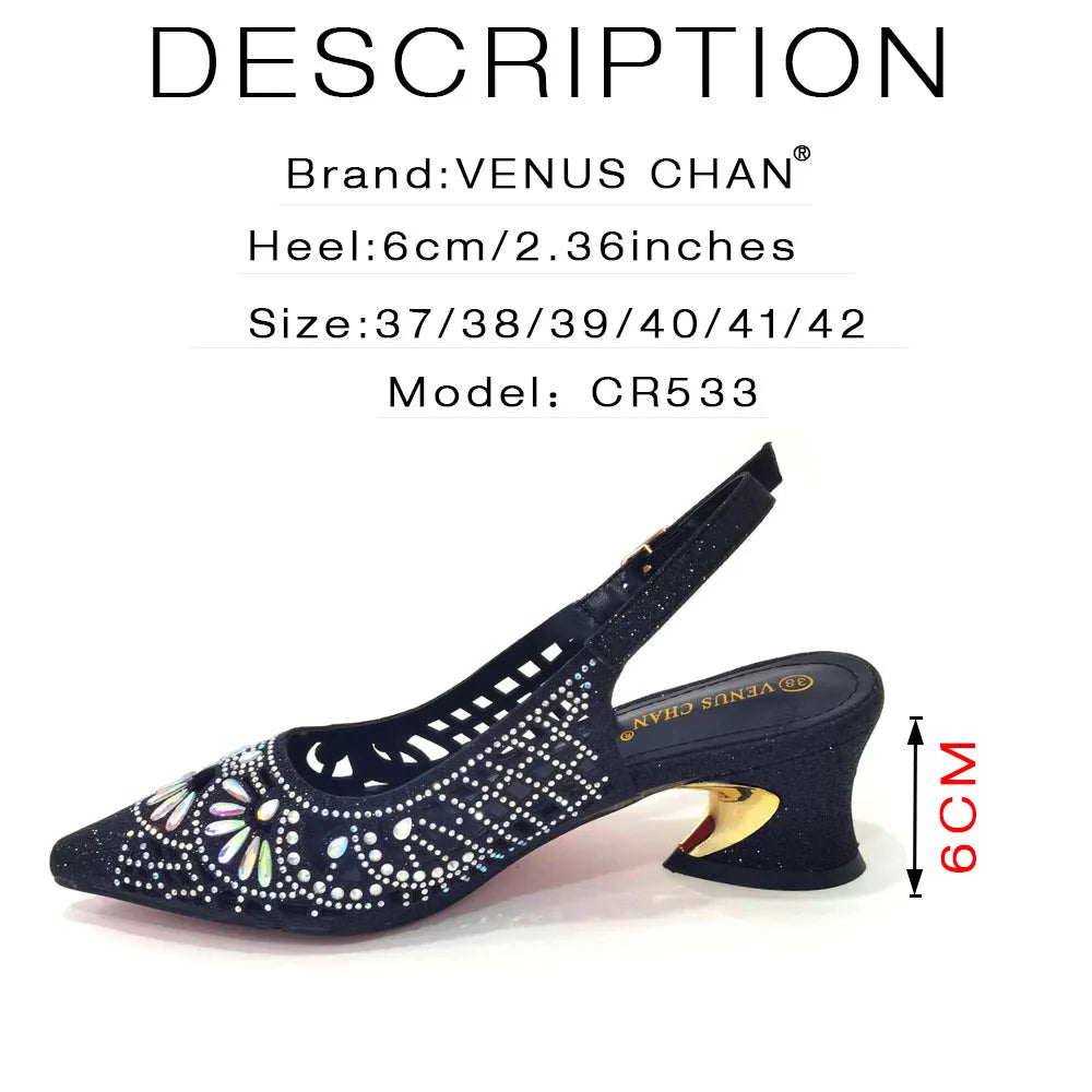 2024 Black Color Newest INS Style Elegant Party High Heels Nigeria Popular Design African Ladies Shoes And Bag Set