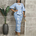 Women Jacquard Package Hip Dress Cut Out Boat Neck Half Puff Sleeves Peplum Weddings Church Evening Party Formal Occasions
