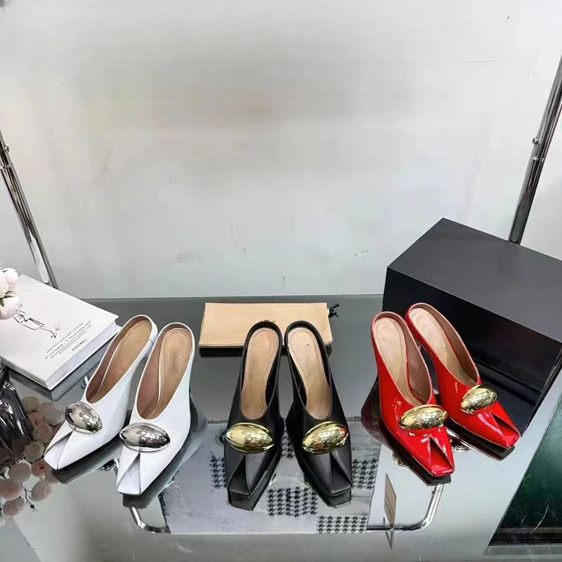 Show Style 10.5c High Heel Fish Mouth Sandals Spring Summer Black White Fashion Sexy Professional Commuter Women Shoes  Size 43
