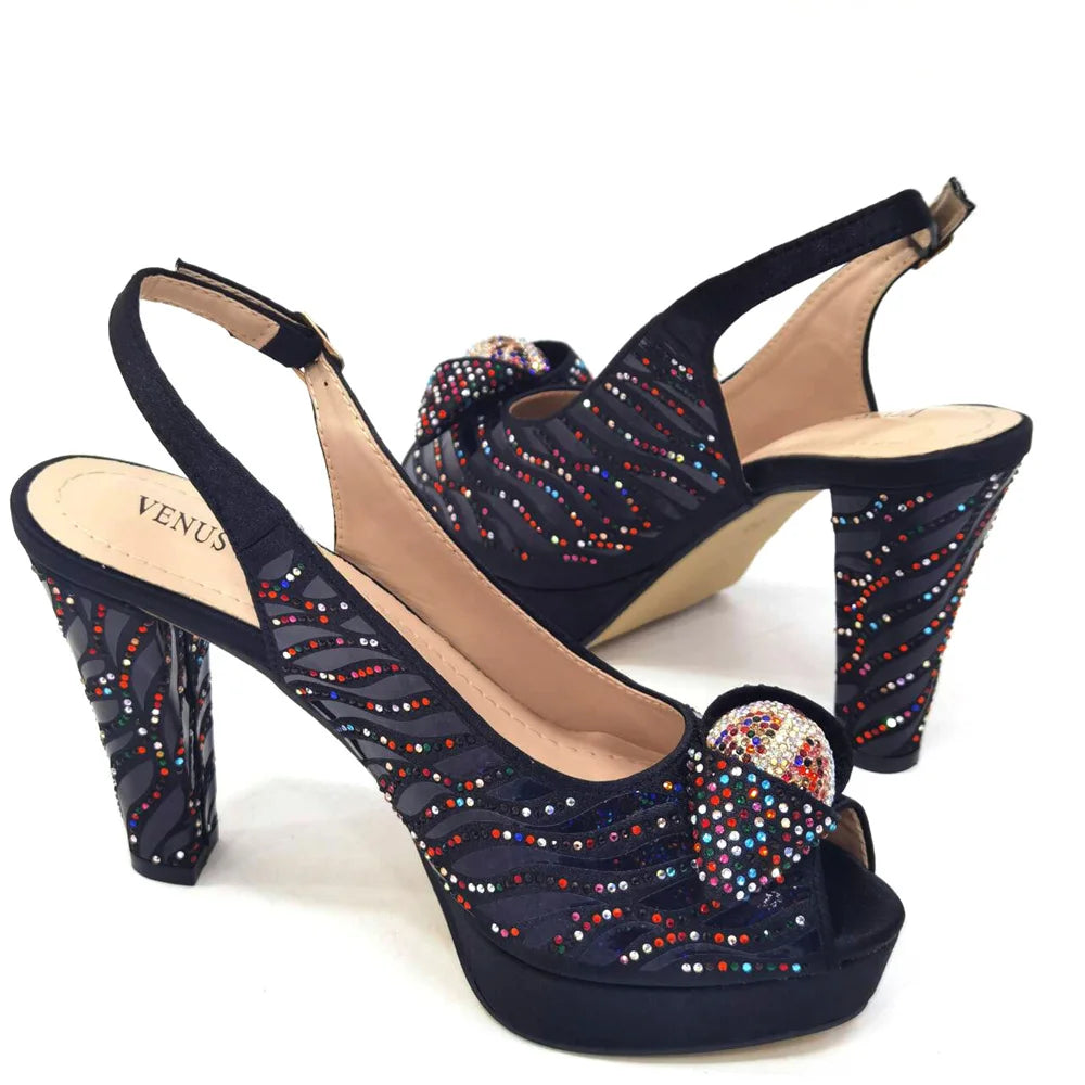 Venus Chan 2024 Newest Arrival Wine Red Color Peep Toe Women Sandals Shoes Matching Bag Set For Ladies Wedding Party Pump