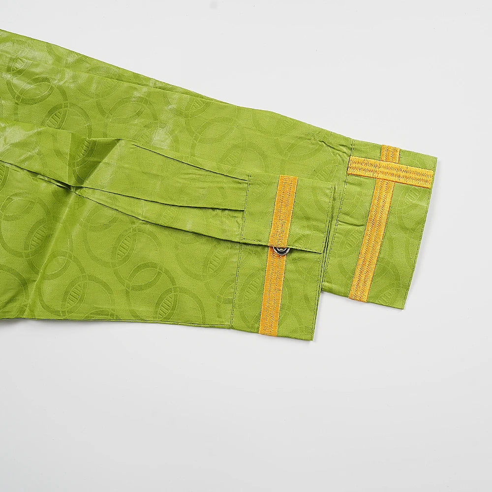 H&D African Clothing For Man Traditional Agbada Sets 2PCS Green Bazin Riche Shirt Pant Embroidered Wedding Party Suits Plus Size