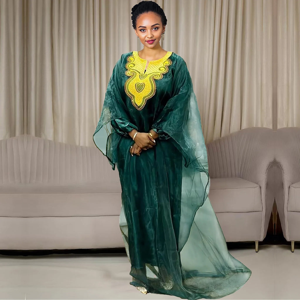 African Dresses For Women Luxury Boubou Material Rich Embroidery Design