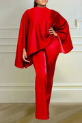2024 Spring Autumn Elegant Africa Long Cloak Sleeve O-neck Polyester 2 Piece Top Long Pant Matching Sets Dashiki Africa Clothing