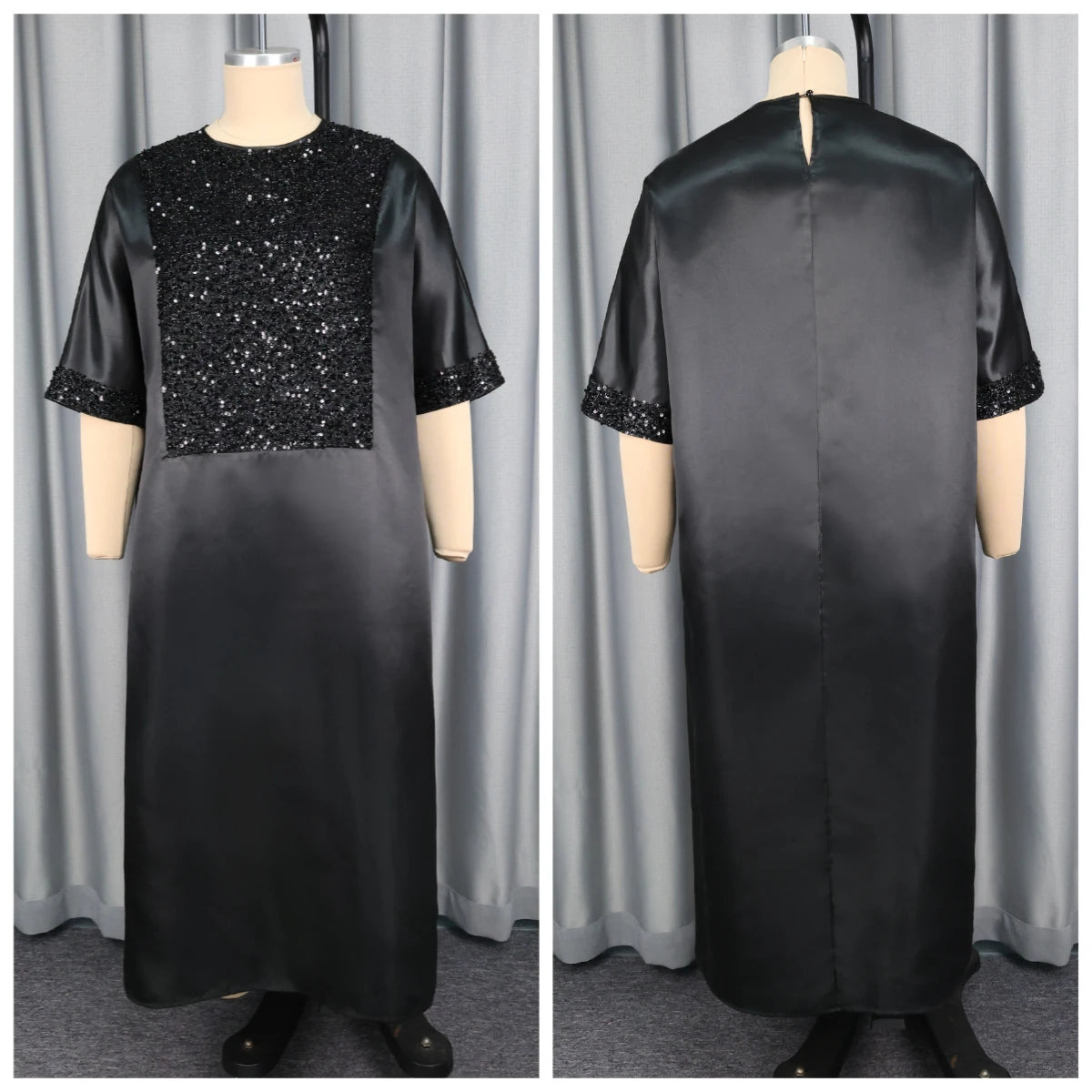 Bubu Kaftan Dress for Church African Dresses Women Shiny Sequined Traditional Africa Clothing Long Loose Patchwork O Neck Gowns