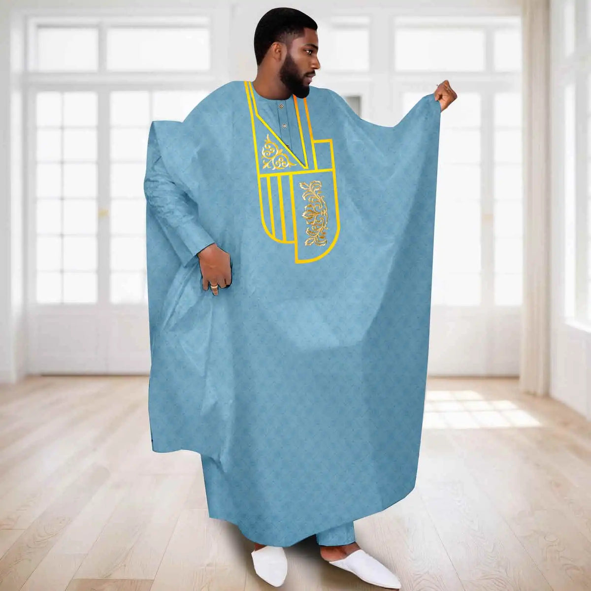 African Clothes for Men Muslim Robe White Tradition Wedding Party Suit Shirt Pants 3 Pcs Set Dashiki Agbada Ramada