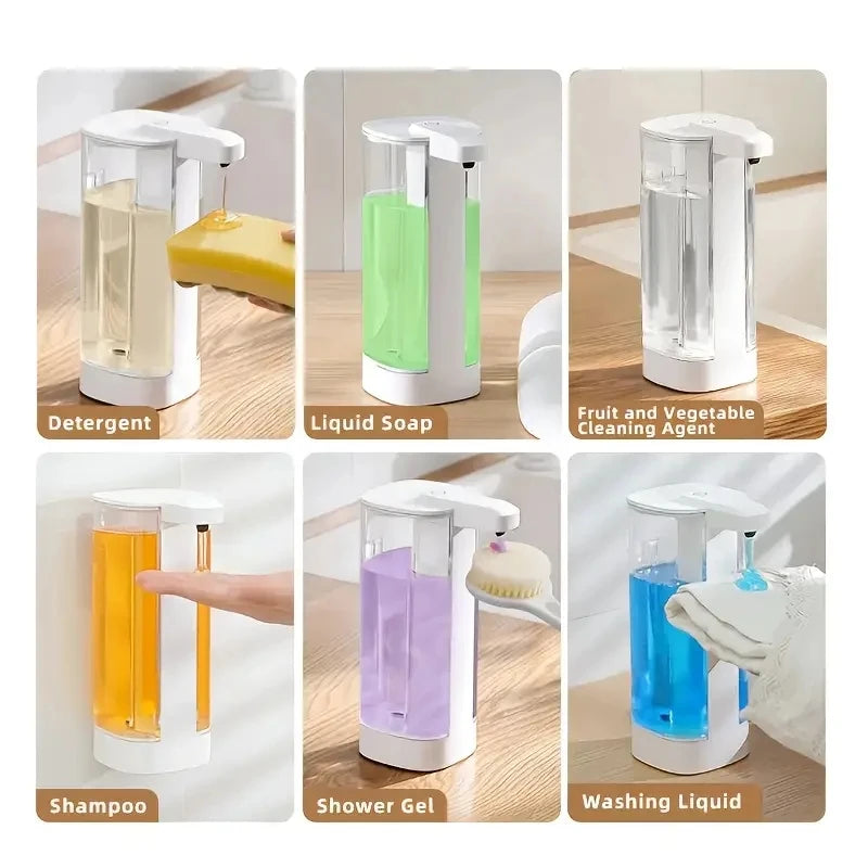 500ML Touchless Transparent Bottle IPX5 Waterproof USB Rechargeable New Electric Infrared Automatic Sensor Liquid Soap Dispenser