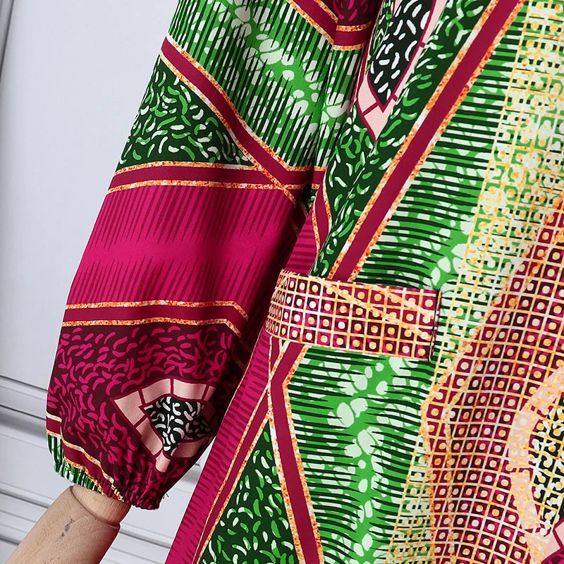 Plus Size 5XL VONDA Women Maxi Dress Bohemian Printing Long Sleeve Vestidos Vintage Sundress Casual Loose Oversized Robe Party