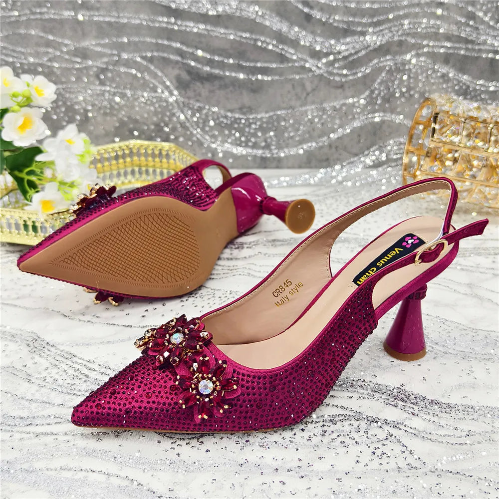 Latest Design Shoes for Women 2025 Designer Luxury Wedding Shoes Bride Party Pumps Decorated with Rhinestone Ladies Sandals