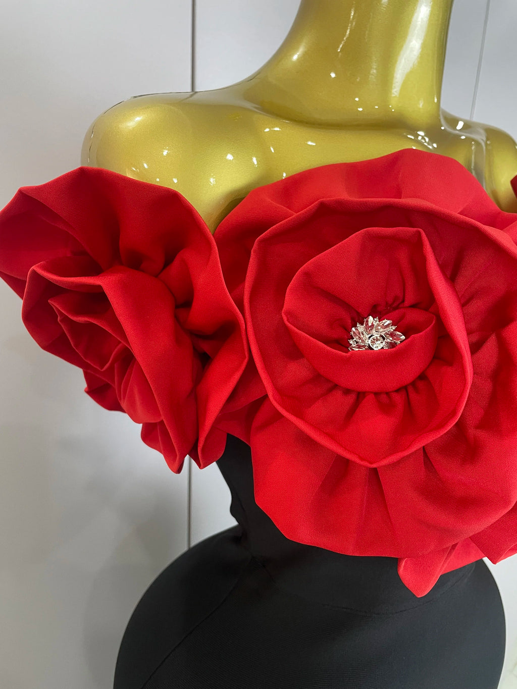 New Stereoscopic Red Flowers Sexy Off The Shoulder Ankle Lenght Bandage Dress Woman Birthday Party Vestido Wedding Party Outfit