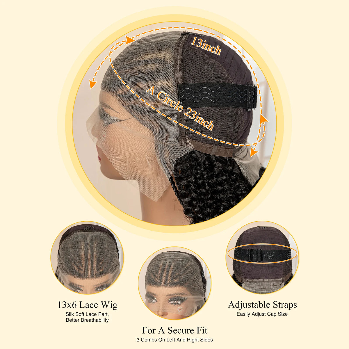 13x6 Lace Frontal Synthetic Braids Wig 22 Inches Cornrow Braided Wig with Curly Handmade Knotless Braiding Wig for Black Women