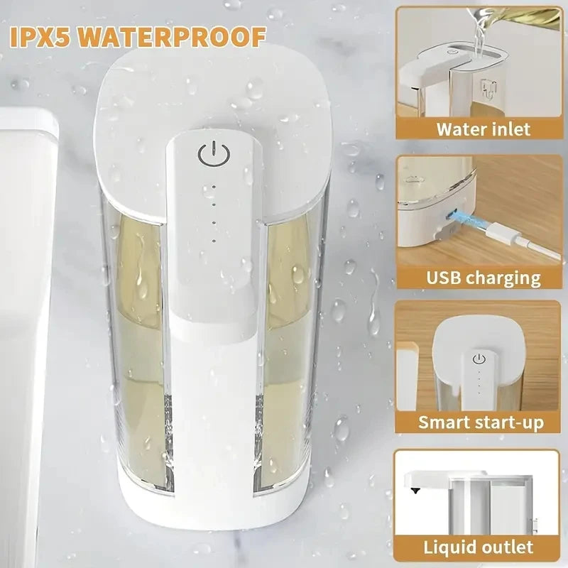 500ML Touchless Transparent Bottle IPX5 Waterproof USB Rechargeable New Electric Infrared Automatic Sensor Liquid Soap Dispenser