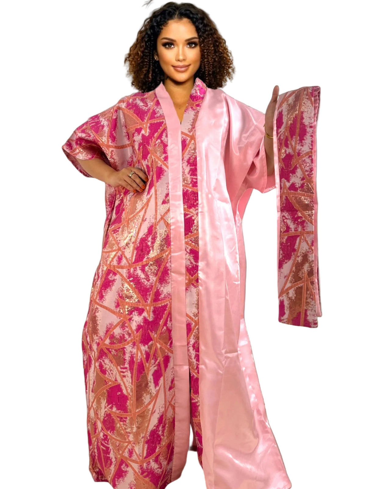 Luxury African Dashiki Gown for Women-Floral Embroidery Batwing Sleeve Loose Fit Maxi Dress