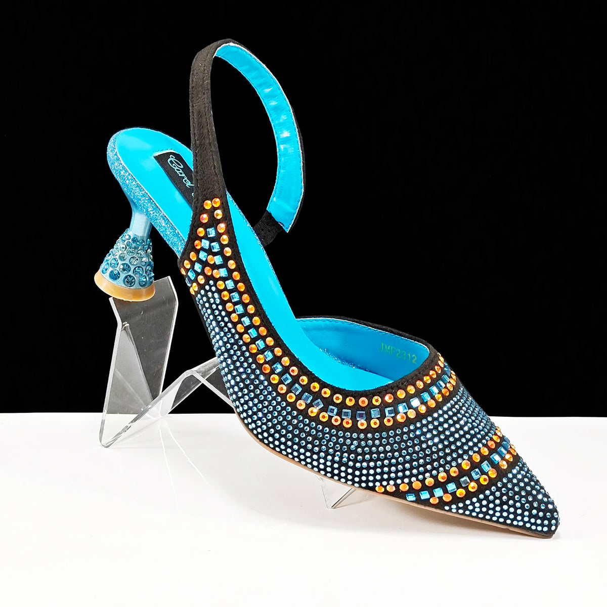 QSGFC New Italian Pumps and Bag To Party 2024 INS Style Pointed-Toe Rhinestone Elegant High Heels Champagne Wedge for Women