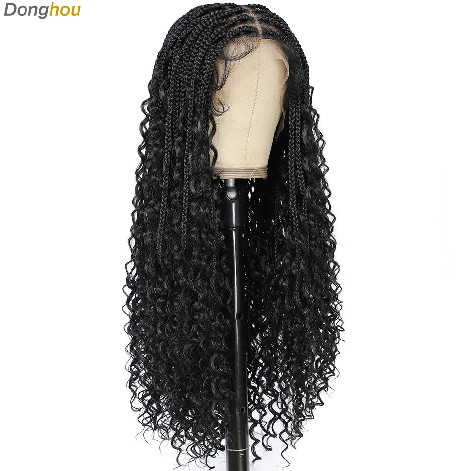 Ombre Boho Knotless Braided Wigs for Black Women 1B T30 Colors Bohemian Box Braids Wigs Perruques Tresses Africaines Naturelles