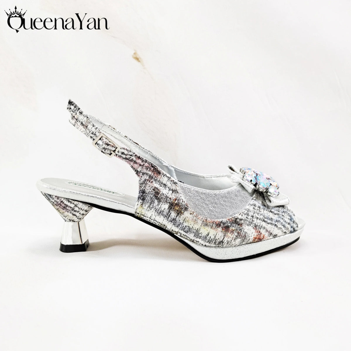 New Women High-Heel Shoes Elegant Wine Rhinestone Metallic Diamond Accents Paired with Match Handbag Exquisite Special-Material