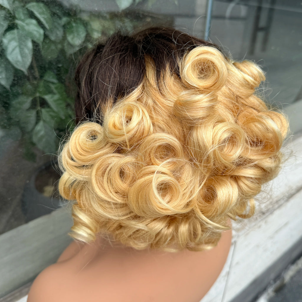 613# Pixie Cut Wigs Human Hair Loose Wave Curly Wig 13x4 Lace Front Human Hair Wig  260% Density 8Inch for Black Women
