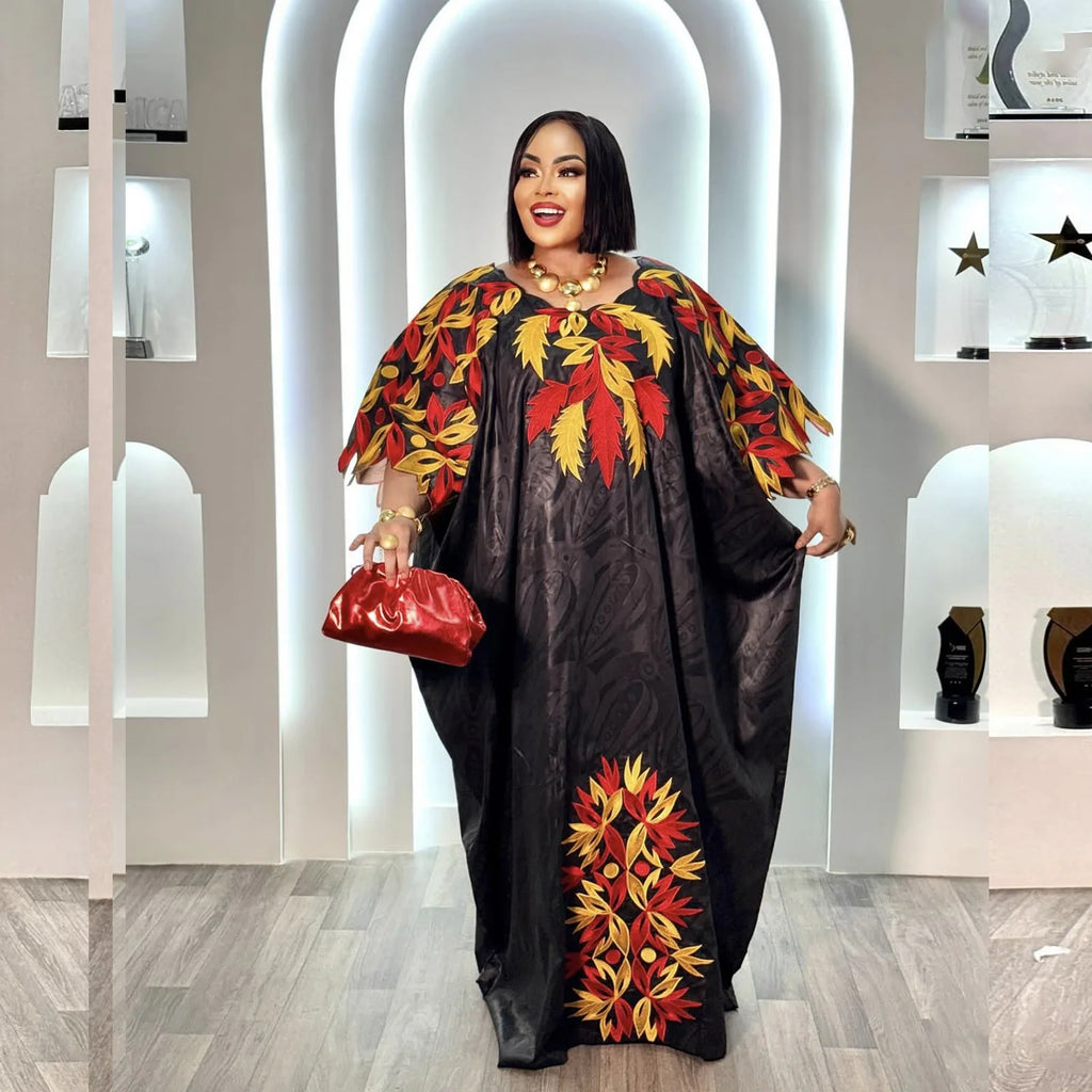 African Attire For Women Abaya Embroidery Plus Size Elegant Party Church Dress