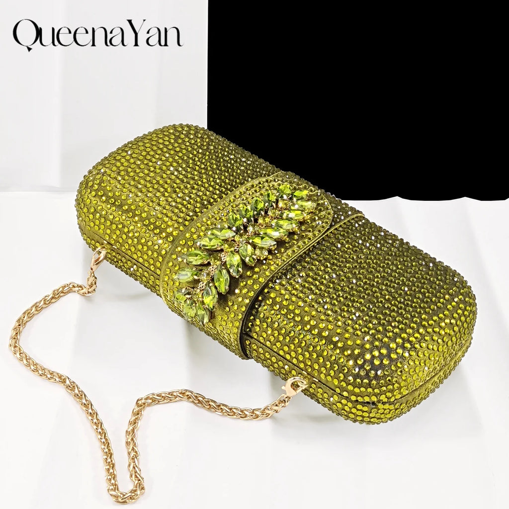 QueenaYan 2026 New Shiny Italian Fashion Pointed Toe Women Heel Fashion Rhinestone Decoration Pink Color Shoes And Bag Set