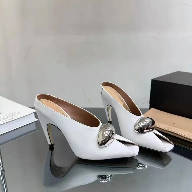Show Style 10.5c High Heel Fish Mouth Sandals Spring Summer Black White Fashion Sexy Professional Commuter Women Shoes  Size 43