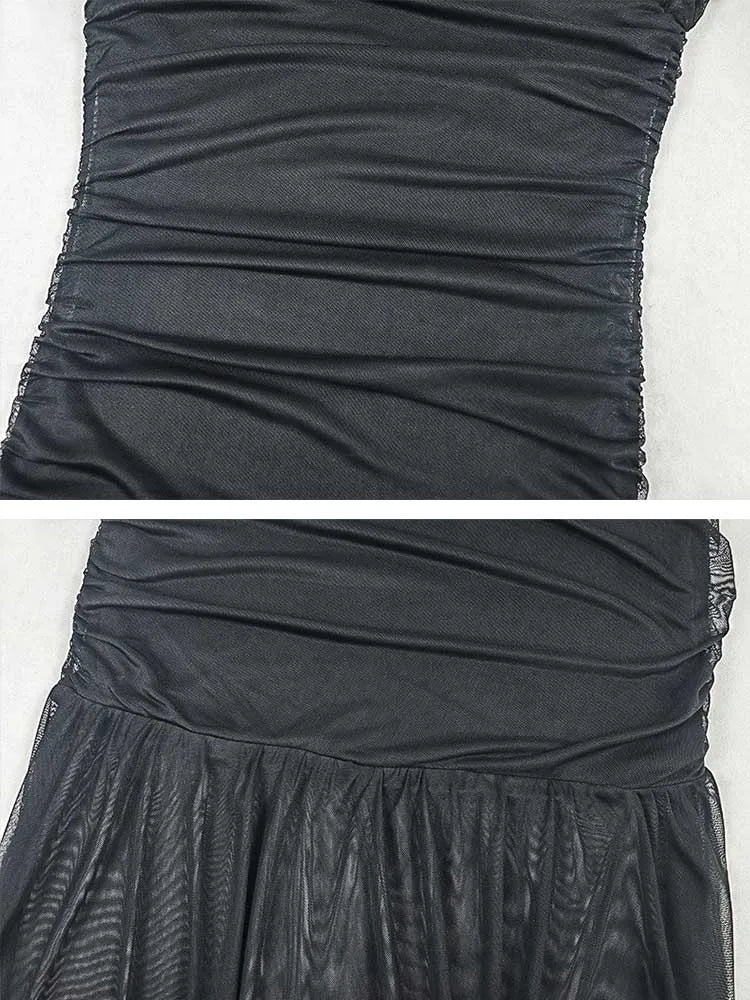 Women Summer Clothes Dress Bodycon High Quality Stretch Chic Elegant Evening Dress with Sleeves Slimming Waist Draped Dresses