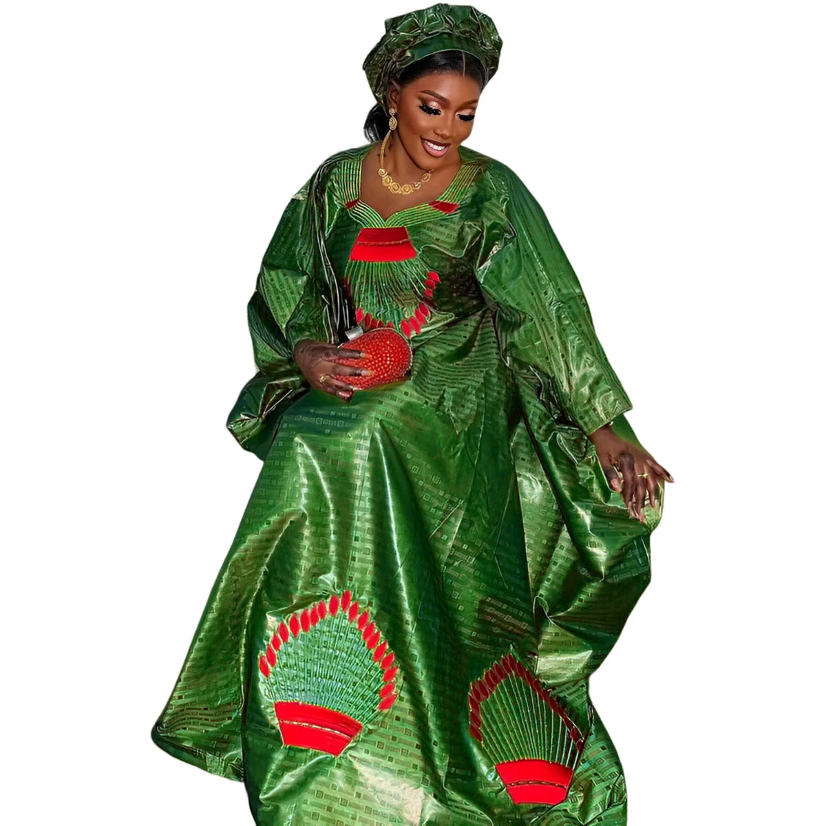 African Dashiki Dress For Woman Embroidery Deisgn Long Dress With Scarf