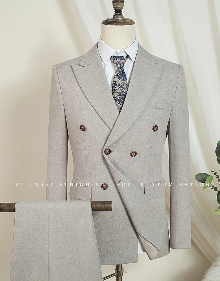 ST Cassy new Elegant Man Suit Two-piece dress light blue Modern Wedding Party Suits for Men Stylish Business office suit tuxedo