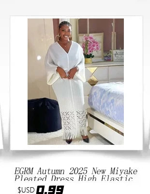 EGRM Miyake Pleated Dress Round Collar Full Sleeve Ruffles High Stretch Loose Dresses for Women 2025 New Autumn Clothing 2G3113