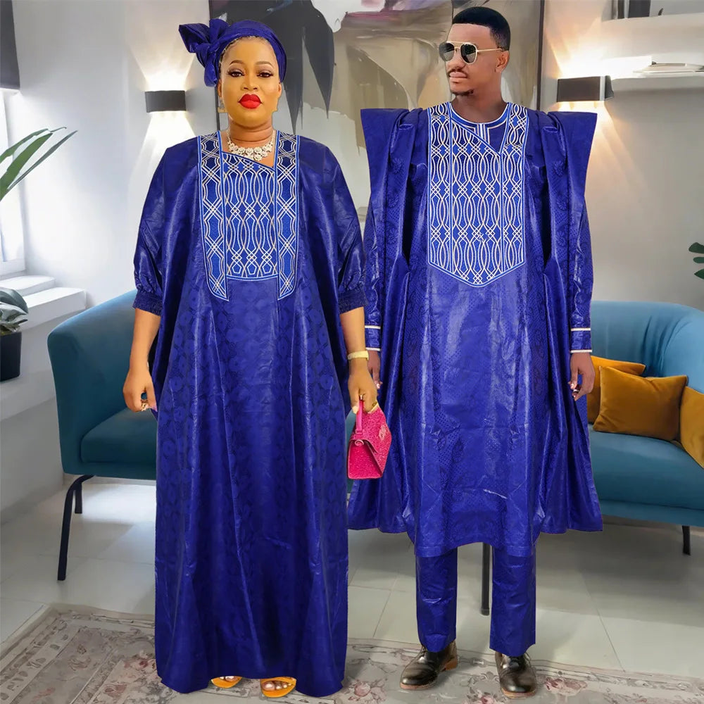 2025 New African Clothes for Men Dashiki Tradition Outfit Robe Embroidery Tops Pants Suits Bazin Muslim Wedding Party Clothing
