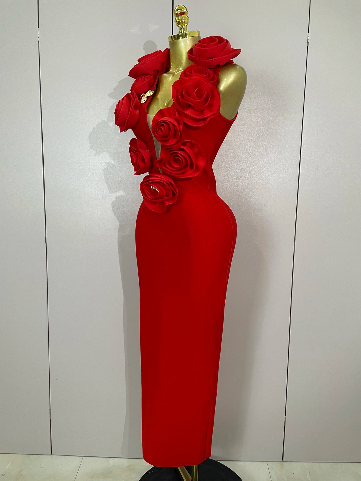 2025 Sexy Fashion Black 3D Flower Sleeveless Bodycon Long Bandage Dress Women Celebrity Elegant Party Birthday Dress Vestidos