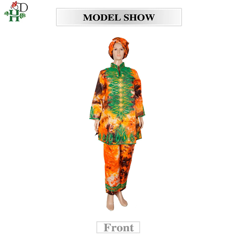 H&D African Clothes For Women Traditional Embroidery Dress High Quality Tops Pants Suit Muslim Wedding Party Clothing 2024 2025