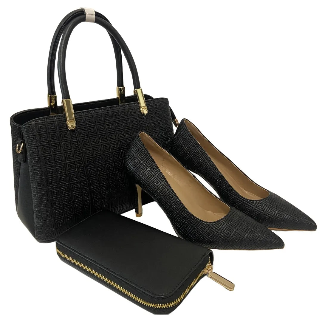 New Hottest High Heels Shoes Popular Pointed Ladies Shoes And Match Bags African Wedding Party Shoes With Bag For Daily Use