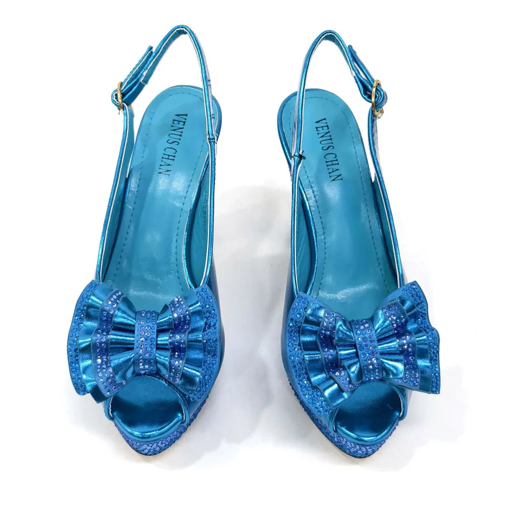 Hot Selling Satin Handmade Flowers Shoes And Bag African Women's Banquet Pointed Toe Heels Matching Shoes And Bag Wedding Party