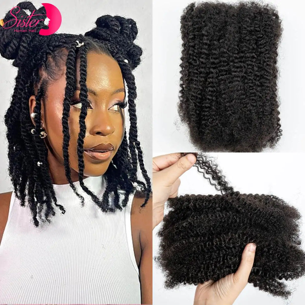 10-18Inch 4C Afro Kinky Bulk Human Hair Extensions No Weft 30 or 50g/Pack Brazilian Remy Bulk for Locs Micro Twist Braiding Hair