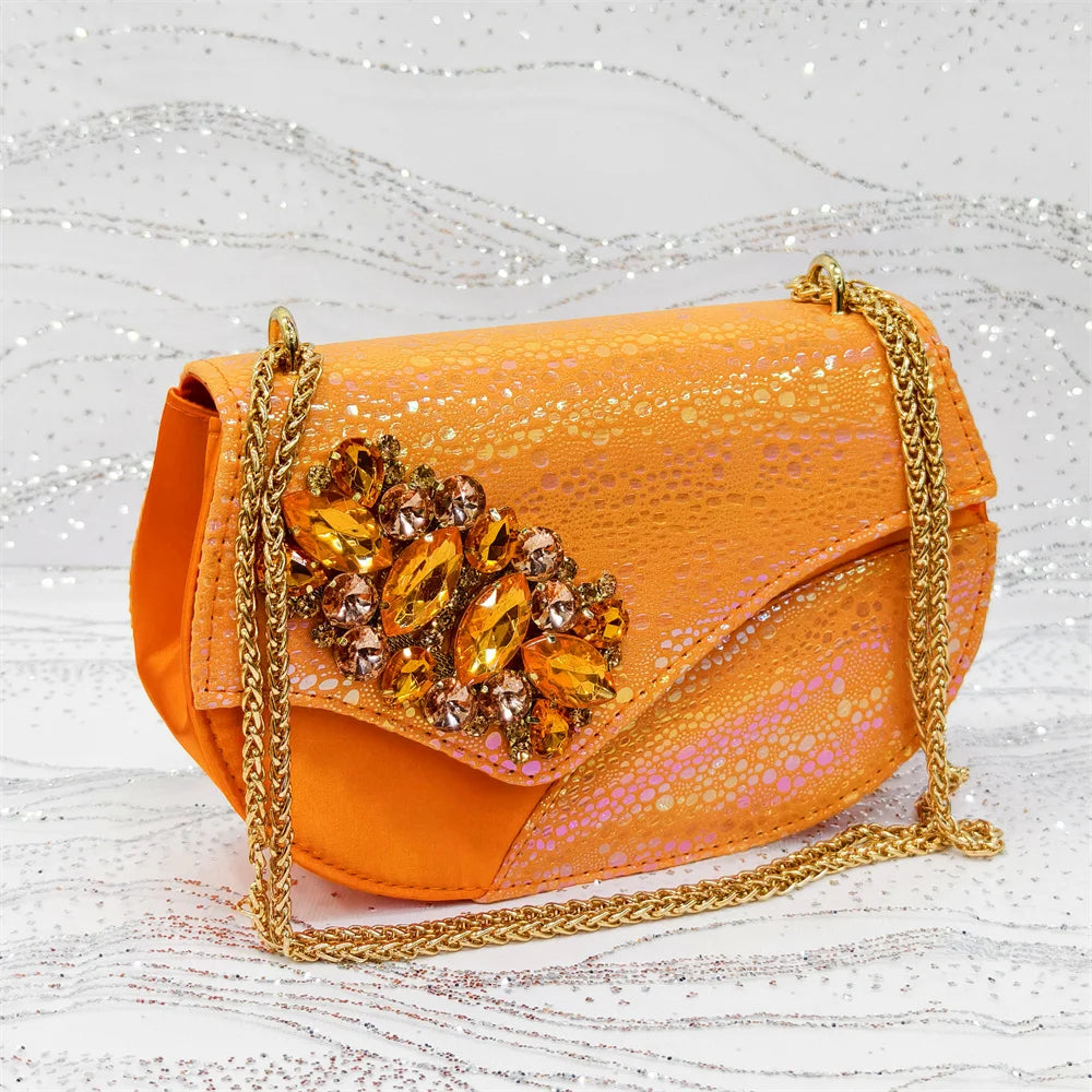 Venus Chan 2025 Fashionable Orange Open Toe Women's Sandals with Matching Bag Set - Perfect for Weddings and Parties