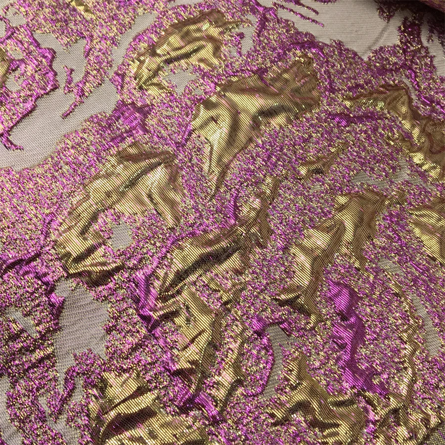 SJD LACE Pink Brocade Lace Fabric 2025 Latest African Jacquard Gilding Lace Nigerian Damask Lace Material For Women Dresses 4146