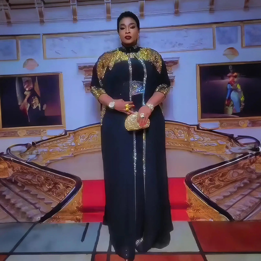New Arrival african dress woman two-piece dress dress for church woman rhinestone luxury women's elegant dress