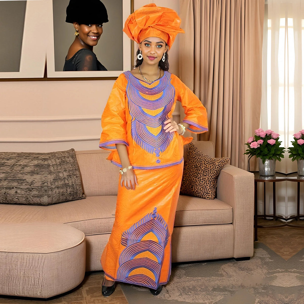 African Attire For Women Abaya Embroidery Plus Size Elegant Party Church Dress