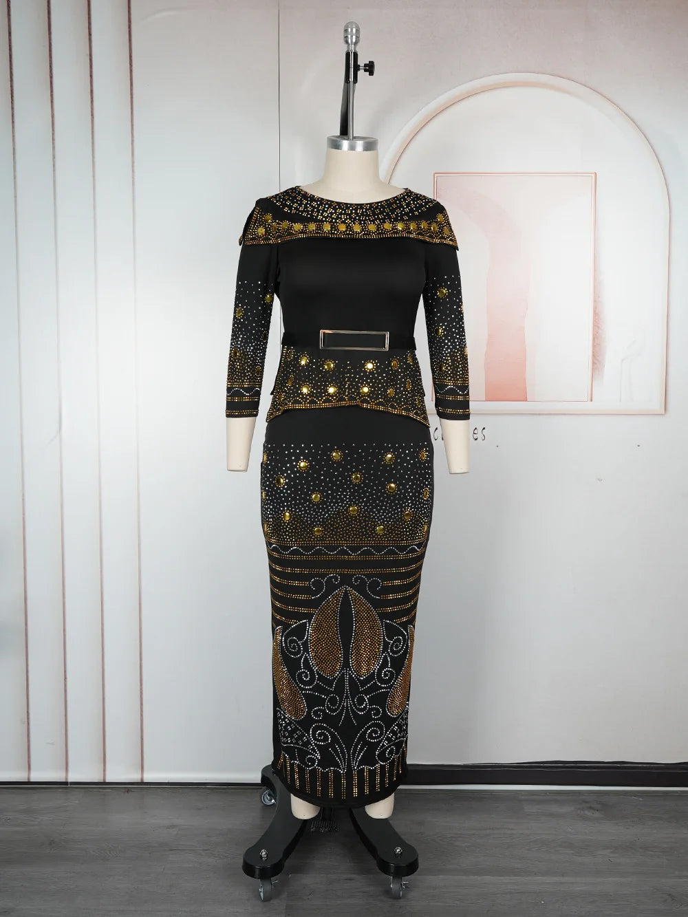 African Party Dresses for Women Elegant Turkey Muslim Wedding Evening Gown Plus Size Dashiki Diamond Bodycon Maxi Long Dress New