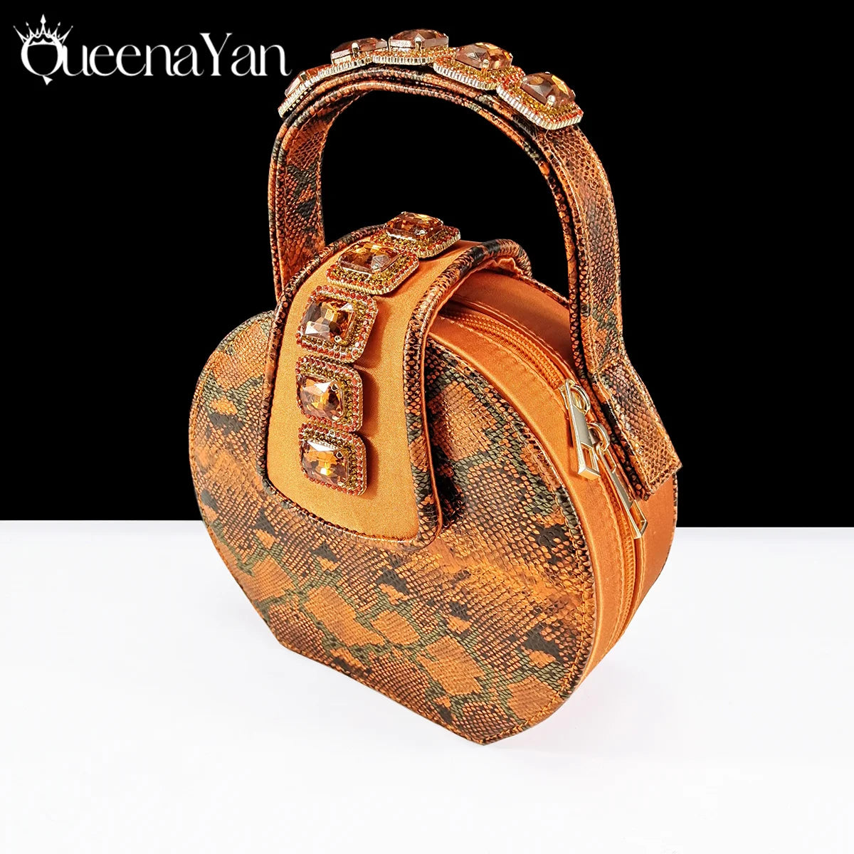 Queena Yan New Luxurious Italian Women's Party Shoes&Bag Set Elegant Golden Rhinestone  Sandals with Peep Toe High Heels Wedding