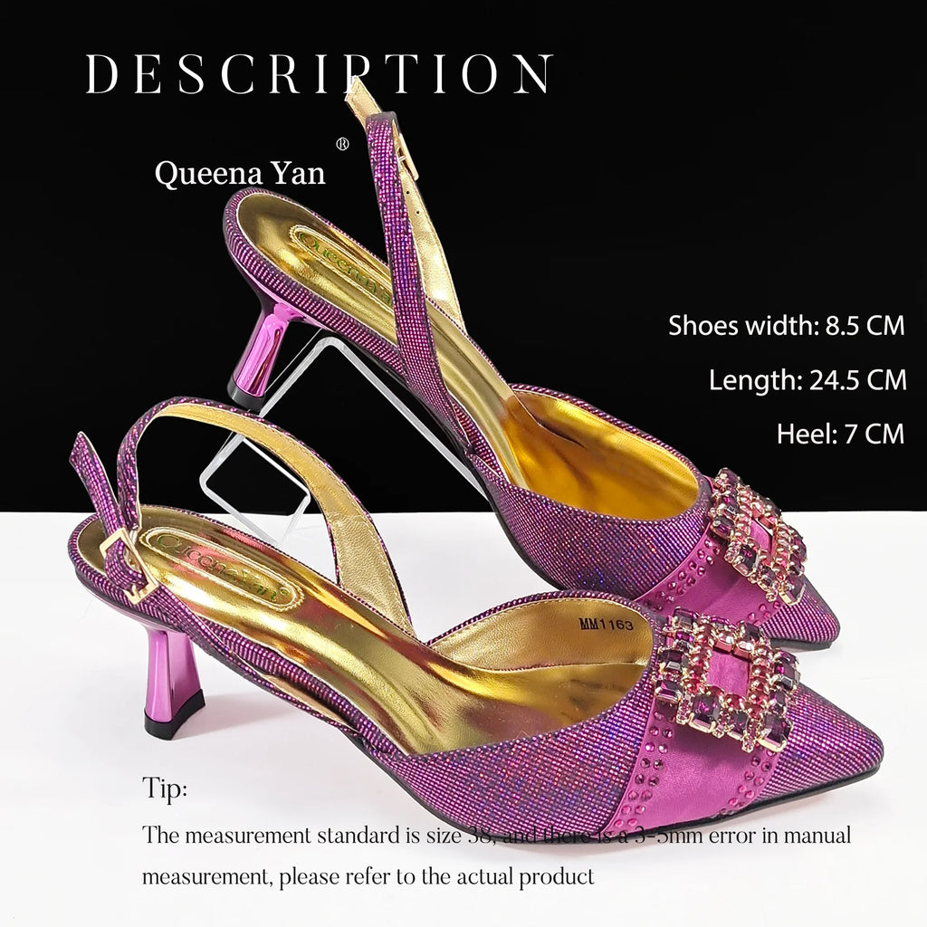 Italian Design Fashion Evening Shoes with Pointed Toe And Matching Clutch Bag Elegant Women's Footwear for Special Occasions