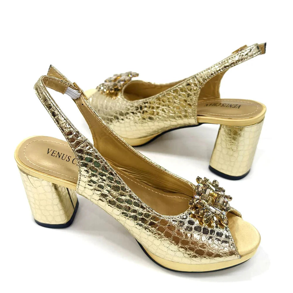 New Arrival Purple Colour Shoe and Bag Set Luxury Designer Shoes Women Matching Wedding Shoes and Bags Decorated With Rhinestone