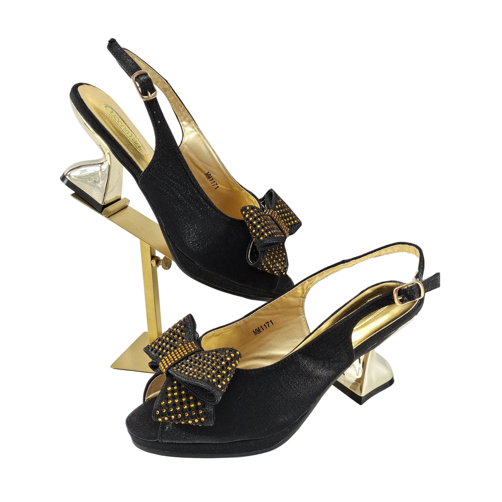 Elegant Women High Heels for Peep Toe Good Material Rhinestone Wine Sandals Italian Design Shoes and Bags Matching