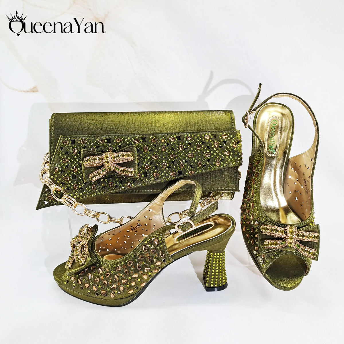 2025 Elegant Nigerian Style Women's Peep Toe Heel Shoes With Matching Handbag Set Stunning Orange Brown for Weddings and Parties