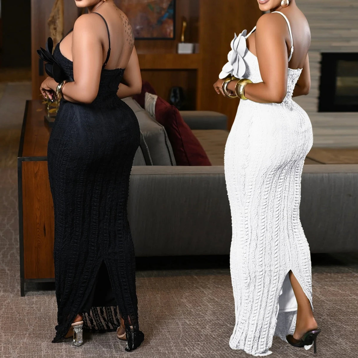 Sexy Corsages Womens dresses Black white Woman clothes Backless Elegant party dresses Long birthday Wedding Evening dress HXY260