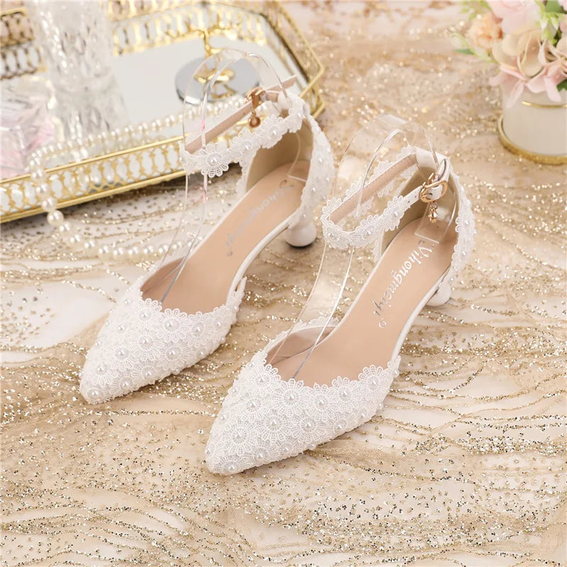New 5cm Rhinestone shoes buckle round heel blue pointed Crystal Wedding sandals social dance Prom shoes Latin  shoes size 35-43